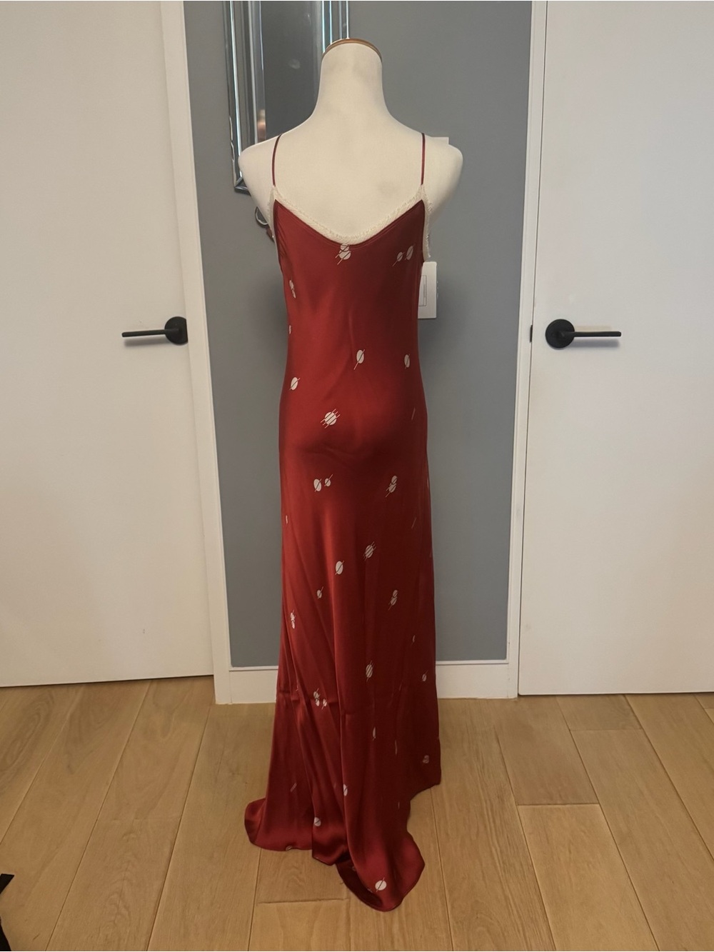 The Row Red Satin Slip Dress with Subtle Metallic Accents XS - Picture 3 of 6